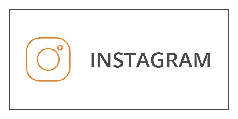 Logotipo de Instagram con un icono de cámara con borde naranja en el lado izquierdo y la palabra "INSTAGRAM" en texto gris en el lado derecho, todo dentro de un marco rectangular.